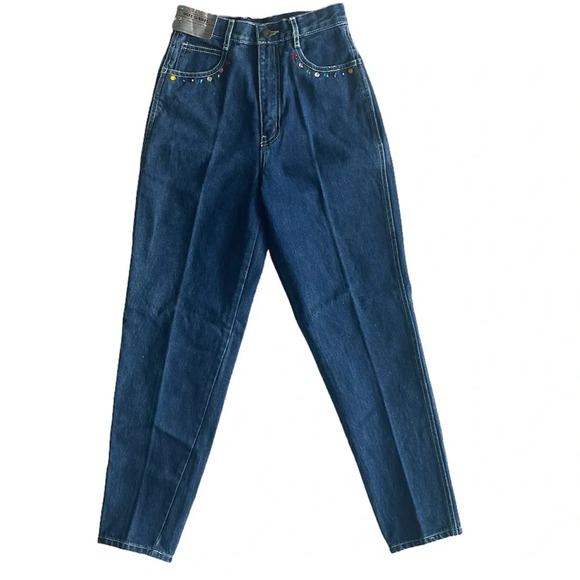 Vintage 80s Filippo Totti High waisted Dark Blue Jeans Size 5 - Picture 1 of 9